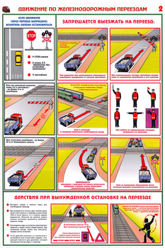 ПС49 Движение по железнодорожным переездам (ламинированная бумага, А2, 2 листа) - Плакаты - Автотранспорт - Интернет магазин - все для техники безопасности, охраны труда, пожарной безопасности - стенды, дорожные знаки, плакаты. Доставка по России